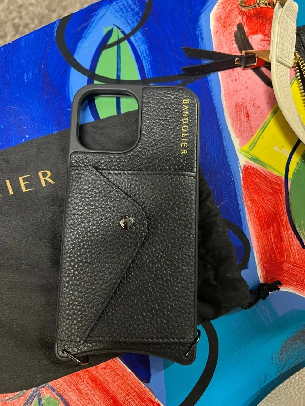 Bandolier shoulder strap for iPhone cases such as iPhone 13 pro max with a case